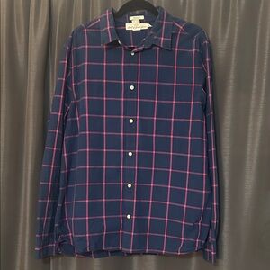 H&M Navy and Pink Plaid Men's Shirt